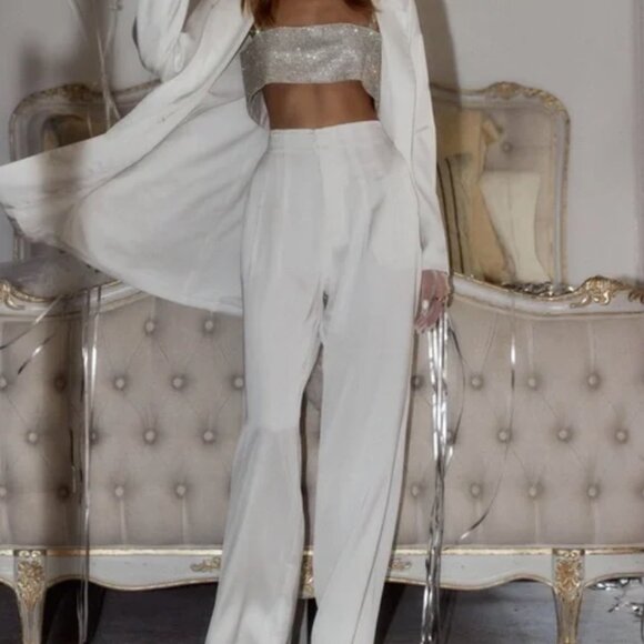 12th Tribe Halley White Satin Trousers (M) - Picture 4 of 7